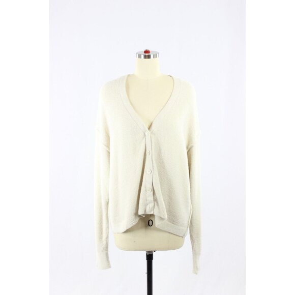 Aritzia WILFRED FREE Hush Knit Ivory Oversized V-Neck Cardigan Sweater, Size XS - Picture 1 of 16